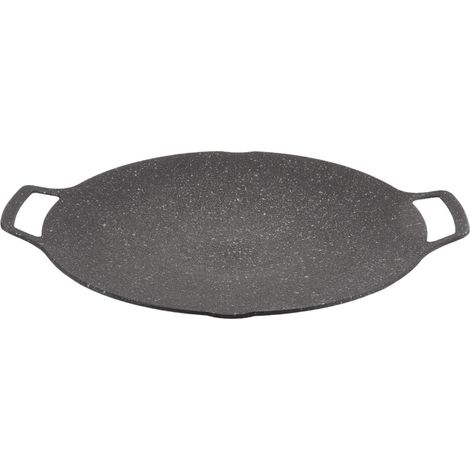 Poêle ronde barbecue 36cm antiadhésive, idéale pour cuisinières intérieur et extérieur, type universel.