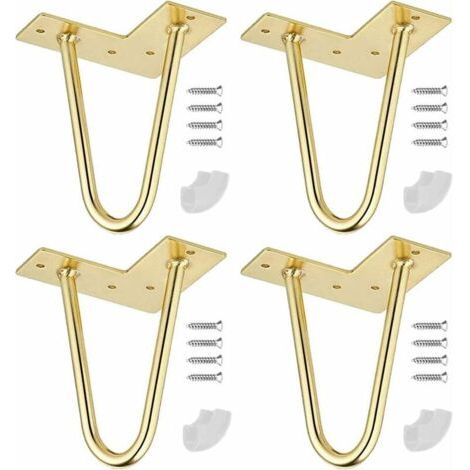 Pieds de Table en Epingle à Cheveux, 4 Pouces Pieds de Table en Métal Bricolage, (d'or)