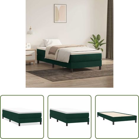 vidaXL Matratze -  Boxspringbett ohne Matratze Dunkelgrün 100x220 cm Samt (1/5)
