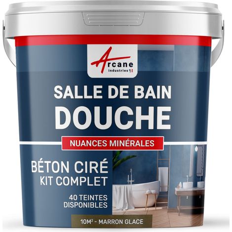 béton ciré, salle de bain, douche italienne, pièce d'eau, kit, beton, cire, salle de bains, douche italienne - 10 m² (en 2 couches) Marron Glacé - ARCANE INDUSTRIES