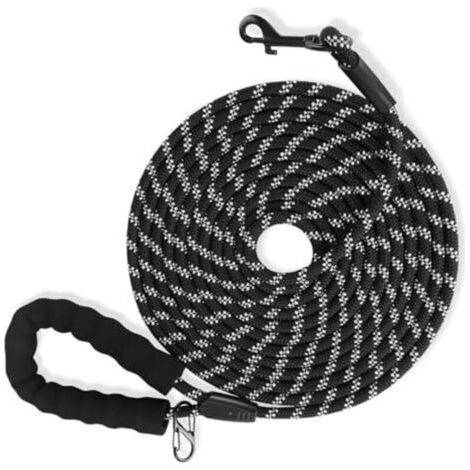 Hundeleine, 5 m, 10 m, 20 m, Starke Hundeleine, bequemer gepolsterter Griff, Trainingsleine, Lange Leine für kleine bis große Hunde (black, 5 m, 8 mm) (1/4)
