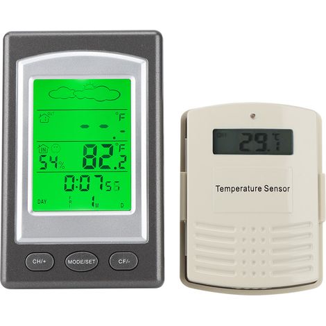 Thermomètre Hygromètre Intérieur Extérieur LED Sans Fil avec Prévisions Météo, Capteur Déporté 100m, Affichage Température Humidité Max/Min (1/5)