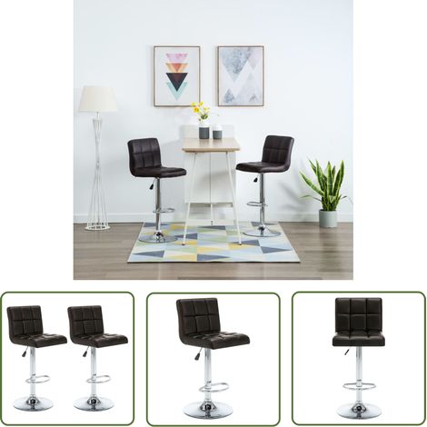 The Living Store Tabourets de bar lot de 2 marron similicuir - Tabouret De Bar - Chaise Haute - Tabouret De Comptoir - Mobilier De Cuisine - Mobilier Design (1/5)