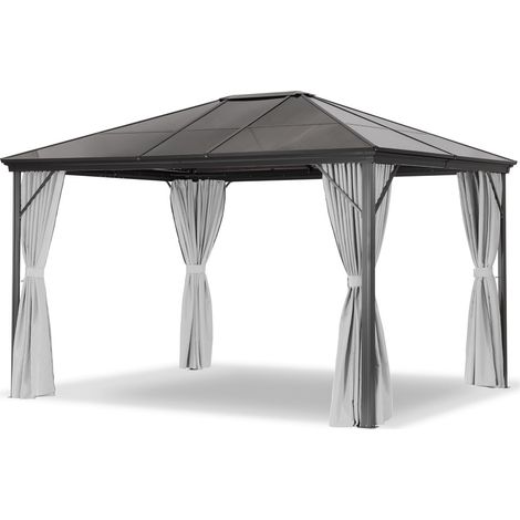 Leco Profi-Pavillon Metall-Gartenüberdachung, graues Dach/ Seitenteile in lichtgrau, 300 x 365 cm (1/5)