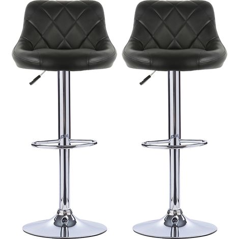Aqrau Tabouret Tabouret de bar à dossier en sergé, Noir 2 pcs (1/4)
