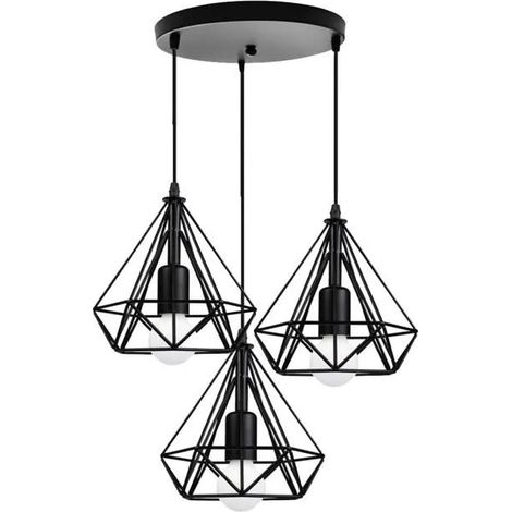 U-do 3 Têtes Lustres luminaires créatif diamant Noir Lustres Suspensions moderne minimaliste salon salle à manger (1/4)