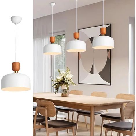 Plafonnier nordique métal blanc  E27 Ø30 cm