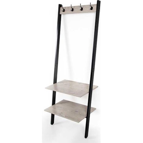 Scaffale appendiabiti nero inclinato a parete industrial cm 64 x 45 x 180 h (1/2)