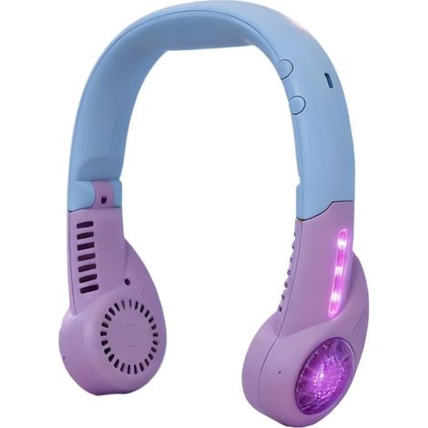 Ventilateur de cou pliable avec éclairage LED – Conception à turbine sans pales – Rechargeable par USB – Ventilateur portable pour le sport, les activités de plein air et le camping (1/4)