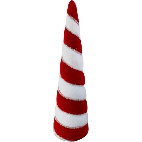 Déco de Noël Cône rouge et blanc H 40.5 cm - Feeric Christmas