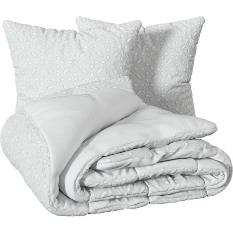 3-teilige Bettwäschegarnitur Swan Jacquard weiß 260x240cm - Atmosphera créateur d'intérieur