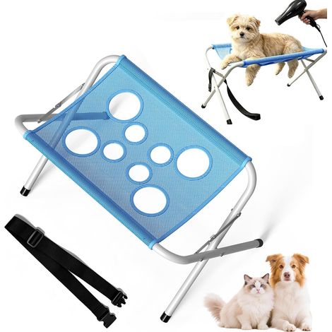 Hamac De Toilettage pour Chien, Table De Toilettage pour Animaux, Harnais pour Coupe des Griffes avec 8 Trous Anti-évasion, Pet Grooming Bath Stand, pour Toilettage Coupe Griffes Bain (Bleu) (1/5)
