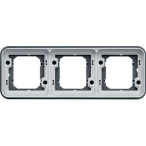 Support encastré Cubyko pour mécanisme associable - 3 postes - Horizontal - Gris - WNA403- Hager