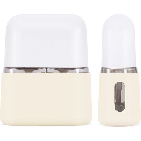 Botella de viaje para artículos de aseo personal, hermética y rellenable, botella 2 en 1 con etiqueta y embudo, accesorio de viaje para lociones y líquidos (blanca)