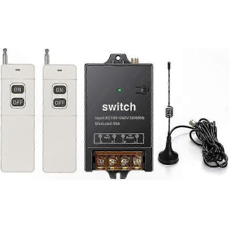 Interrupteur RF sans fil longue portée 3000M, système d'alimentation télécommandé par relais 40A 100-240V CA pour appareils domotiques (1/5)