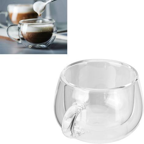 Tazza da caffè in vetro trasparente da 150 ml con manico, ideale per la casa, la cucina e i compleanni.