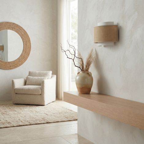 Aplique de Pared de Yute Natural y Blanco  Serie BIMBA (1/5)