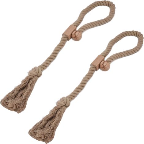 Lot de 2 embrasses de rideaux en coton, avec cordon magnétique, pour la maison (couleur foncée). (1/5)