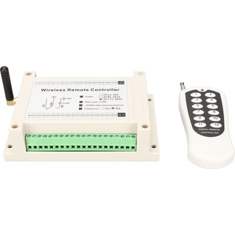1 interruptor remoto, 12 canales, AC175-380V, control remoto inalámbrico RF, para iluminación y motores. (1/5)