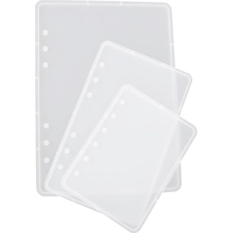 Ensemble de moules en résine pour couvertures de cahiers, 3 tailles A5, A6 et A7, moules en silicone avec perforations pour reliure, pour loisirs créatifs. (1/5)