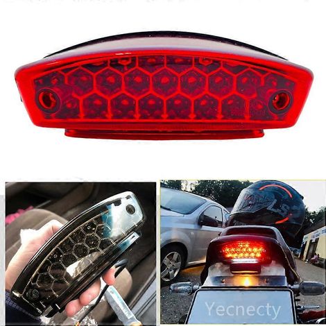 Universelle LED-Rückleuchte mit Kennzeichenhalterung und Bremslicht, kompatibel mit Honda, Suzuki, Ducati, Monster M1000, S4R, S2R, 400, 620, 900 und Vespa (1/4)