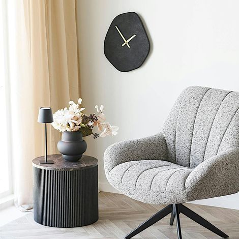 Table basse ronde effet marbre brun pied strié Ø45 cm TORANO