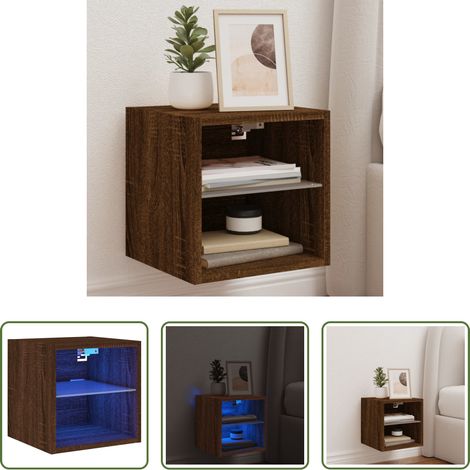 LED-Leuchten - TV-Wandschrank mit LED-Leuchten Braun Eichen-Optik 30x28,5x30cm