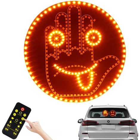 Longziming - Lampe de doigt pour voiture - Lampe d'expression - 14 modes de gestes - Lampe d'expression 2 en 1 pour voiture - Lampe de geste amusante - Accessoire auto (1/5)