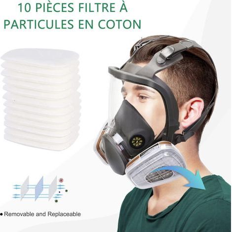 16 in 1 6800 Masque Respiratoire Intégral, Casque de Protection Faciale Pour Peindre, Vapeur et Poussière Organiques, Masque anti Poussière, Masque Pour Peinture, Masque a Gaz (1/3)