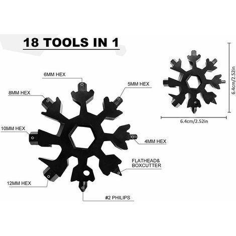 Attrezzo a forma di fiocco di neve in acciaio inossidabile 18 in 1, cacciavite, apribottiglie portatile, regalo di Natale (viaggio, campeggio) (1/5)