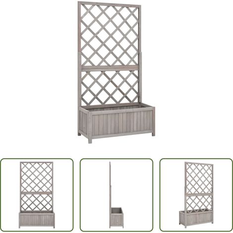 Blumenkasten -  Garten-Spalier mit Blumenkasten Grau 70x30x135 cm Tannenholz (1/5)
