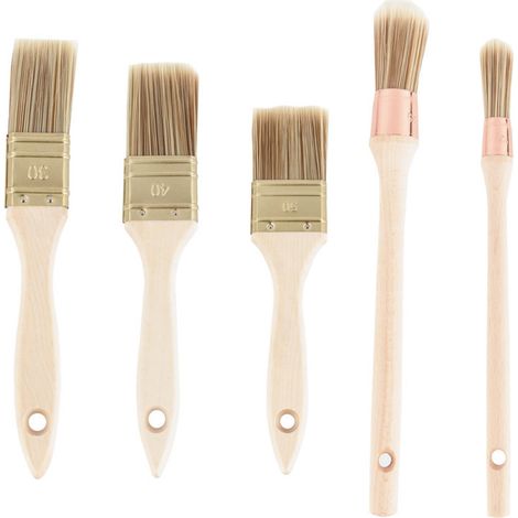 Lot de 6 pinceaux 3 pinceaux plats et 3 pinceaux droits Pinceaux pour peinture, bricolage, émaillage, laquage et apprêt (1/5)