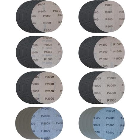 40 dischi abrasivi rotondi da 125 mm, grana da 600 a 5000, per levigatura a secco e a umido – Carta abrasiva universale per legno, metallo, plastica e vernice, compatibile con levigatrici orbitali (1/5)