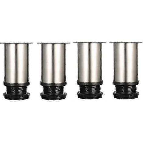 Pieds de table ZK Furniture, réglables en hauteur de 0 à 15 mm, 8 cm, lot de 4, acier inoxydable brossé (1/5)