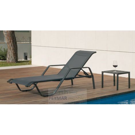 Tumbona terraza jardín Marina aluminio/textilen antracita, 64cm (alto) 53cm(ancho) 190cm(fondo). (1/2)