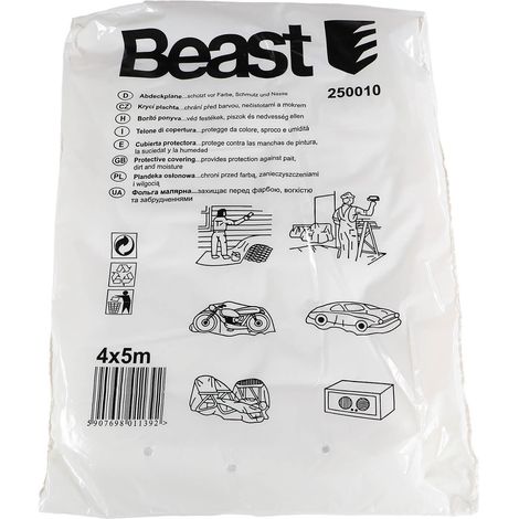 Beast Maler Abdeckplane Abdeckfolie 4x5m transparent (1/2)