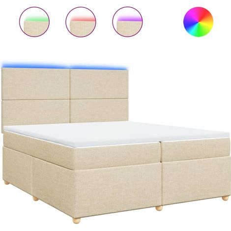 Maison Exclusive - Giroletto a Molle con Materasso Crema 200x200 cm in Tessuto (1/5)