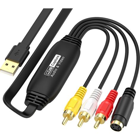 Convertidor de vídeo digital VHS USB 2.0 de 1080P, adaptador de captura USB con RCA/AV/Scart, digitalizador de casetes VHS, reproductor, VCR, PC, DVD para Windows y Mac OS (1/5)