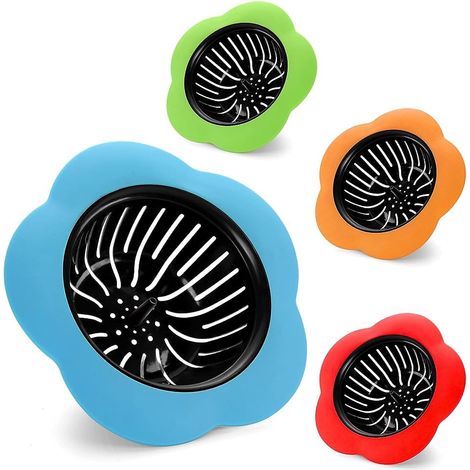 Filtro per scarico da cucina in 4 pezzi, filtro in silicone migliorato, compatibile con la maggior parte dei filtri di scarico (diametro 4,5 pollici) (1/5)