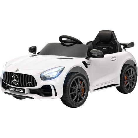 AS EASY Voiture électrique pour enfants, Mercedes, 3-5 km/h, télécommande, lumières et musique, blanche