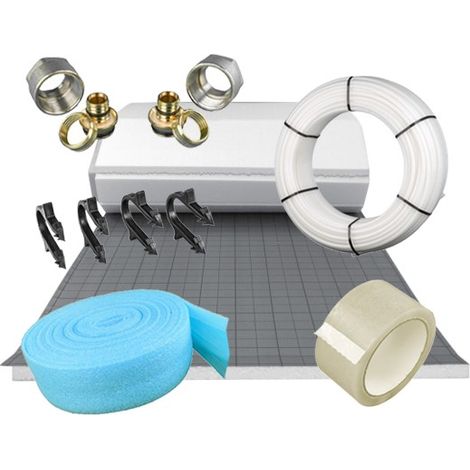 Fußbodenheizung Set Tackersystem Warmwasser Rolljet Dämmung Aluverbundrohr PE-RT 20 m² Fußbodenheizung (1/5)