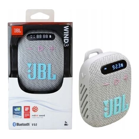 Enceinte Bluetooth sans fil JBL Wind 3 originale, étanche, grise (1/5)