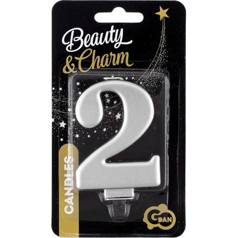 B&C 2 candele argento metallizzato 8,0 cm
