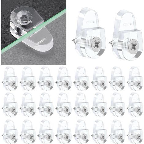 50 Stück Glashalterungen, Glasklammern, Glasbefestigungsclips, Glashalterclips mit 50 Schrauben zur Befestigung von 3-5 mm dickem Glas und Spiegeln (1/5)
