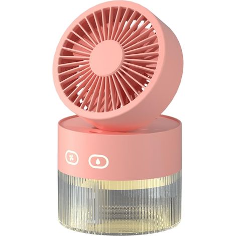 Ventilateur Brumisateur Rechargeable 2 Vitesses avec Veilleuse – 120° Rotation, 3 Vitesses, Réservoir 350 ml, Fonction Humidification, Idéal Chambre, Maison, Tente, Voiture (1/5)