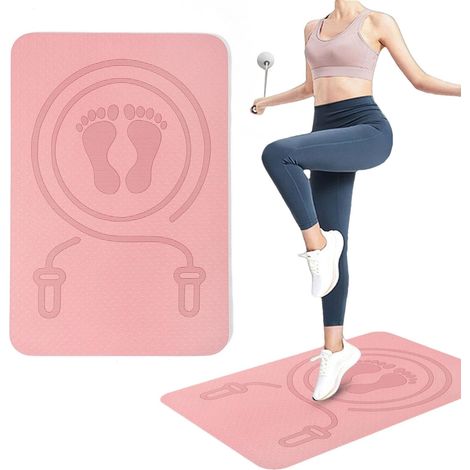 Springseilmatte, Fitnessbodenschutzmatte, geräuscharme Trainingsmatte, stoßdämpfende Fitnessmatte, rutschfestes Trainingsgerät, 40 x 60 cm / 0,6 cm dick