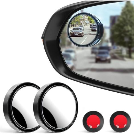 Specchietto retrovisore rotondo in due pezzi per l'individuazione dell'angolo cieco, con vetro HD e alloggiamento in ABS, specchio convesso grandangolare con asta regolabile, compatibile con auto univ (1/4)