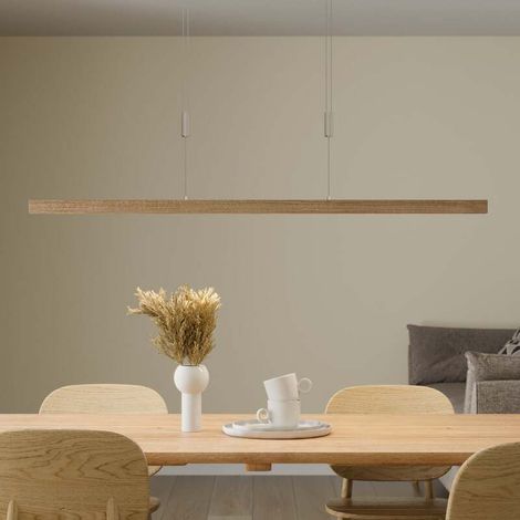[NEUWERTIG] B-Ware quitani Pendelleuchte Hängeleuchte Nora LED Lampe dimmbar Eiche natur 118cm (1/2)