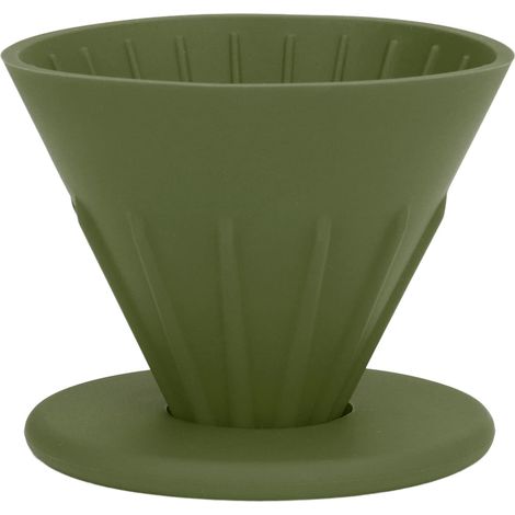 Zusammenklappbarer Kaffeefilter – Wiederverwendbarer Kaffeefilter mit Silikon-Filterhalter, idealer zusammenklappbarer Kaffeebereiter für Camping, Wandern, Zuhause und Büro, spülmaschinenfest (grün)