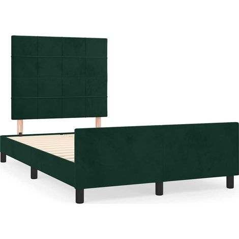 Lit double  Lit adulte  Cadre de lit sans matelas vert foncé 120x190 cm velours (1/5)